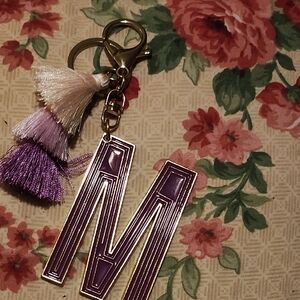 Purple Monogram Keychain with Tassels